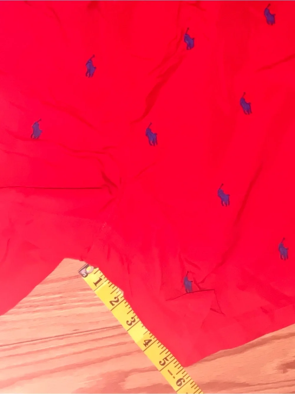 Polo Ralph Lauren Men's red All Over Pony Logo Swim Trunks Size L Drawstring